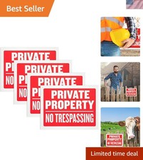 4 Pack Private Property No Trespassing Signs - 9x12 Inch Weatherproof Security