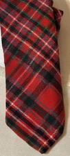 Kinloch Anderson Tie  Made in Scotland 100% Wool Red  Plaid Neck Tie 54X2 1/2”
