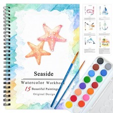 SLWBZ Watercolor Workbooks Coloring Book, Beginner With paint, Seaside