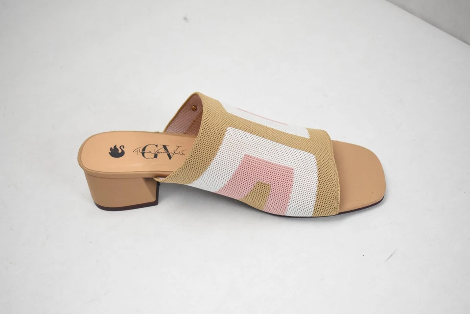 Gloria Vanderbilt Dolly Sandals Womens Size 9 Tan Pink Heeled Slide Square Toe - Image 4 of 4