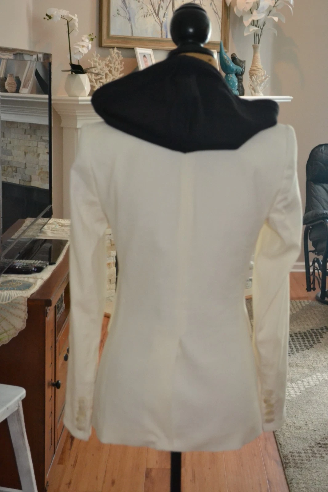 OFF WHITE Veronica Barba Off bianco misto lino Lonny Dickey nero felpa con cappuccio inserto blazer 2