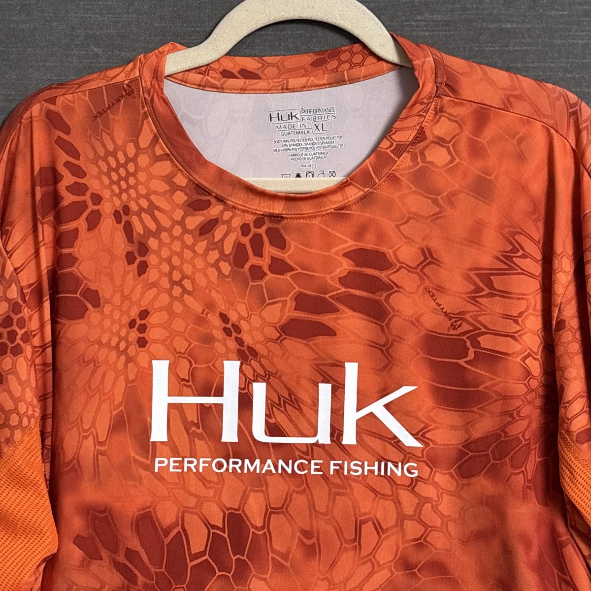 T-shirt De Pêche Huk Homme 2XL Orange – Manches Longues Kryptek Performance 100% Polyester