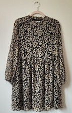 MNG Women's Dress Size L UK 12 14 Relaxed Fit LS Short Lined