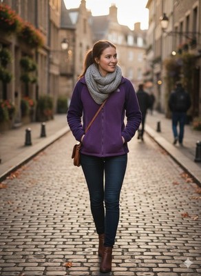 The North Face Womens Two Tone Purple Full Zip Fleece Jacket