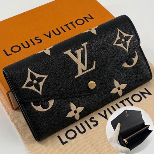 Louis Vuitton Portefeuille Sarah Bicolor New Type Empreinte Long Wallet Black