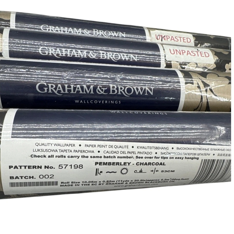 Graham & Brown Pemberley Charcoal 57198 Black Gold Floral Unpasted Wallpaper  - Image 3 of 4