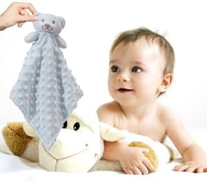 CREVENT Soft Cozy Baby Blankets for Boys Girls + Security Blanket, Set Blue - Imagen 4 de 5