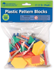 Plastic Pattern Blocks .5Cm, Counting  Sorting, Early Math Concepts, Set of 100