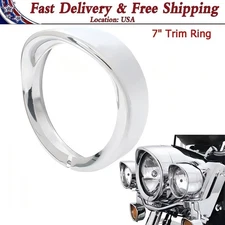 7" Chrome Headlight Visor Bezel Trim Ring For Harley Touring Trike Softail FLD