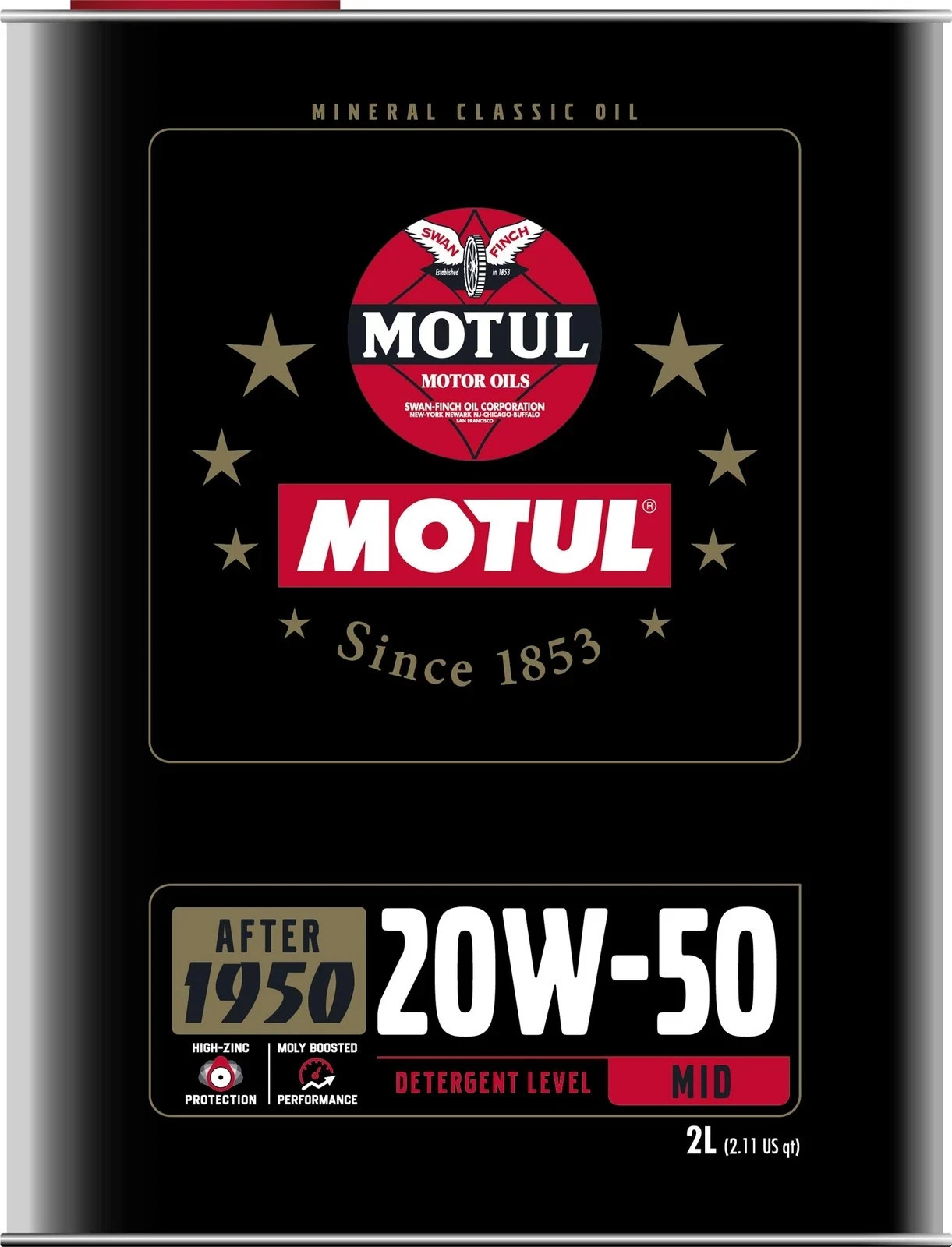 MOTUL CLASSIC PERFORMANCE 20W-50 Huile Moteur pour Véhicule de Collection Bidon 2L