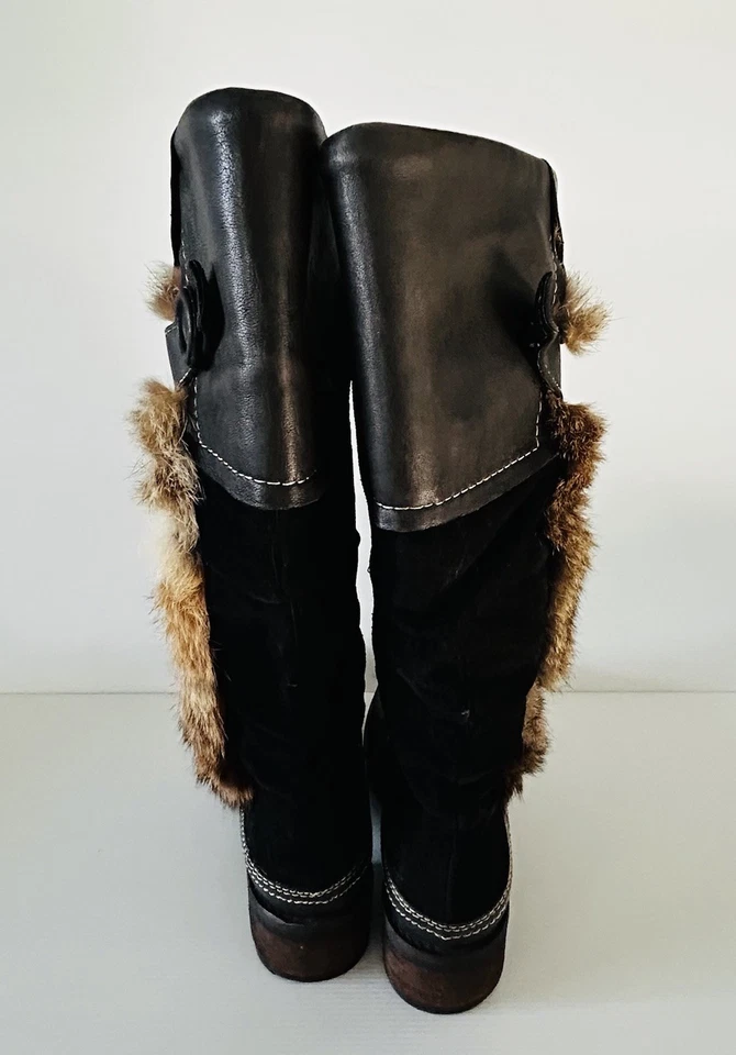 Botas hasta la rodilla Manas Design talla 39 de gamuza negra de piel real hechas en Rumania Foto 4 de 4