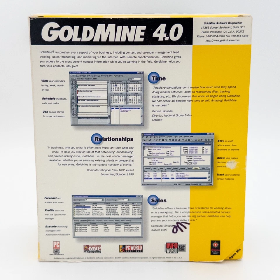 GoldMine 4.0 CRM Contact Manager Software Windows 95 New Sealed Vintage Box - Image 3 of 4