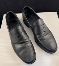 Prada Black Textured Penny loafers Saffiano Leather Loafer 10.5US (9IT)