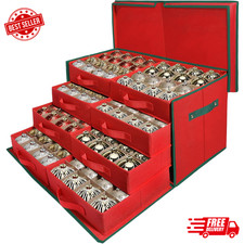 Deluxe Christmas Ornament Storage Box with 8 Drawer Trays for 128 Ornaments