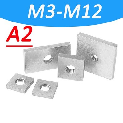 M4-M12 Edelstahl A2 V2A Vierkantmutter Rechteckmutter Nutenstein Flachmutter