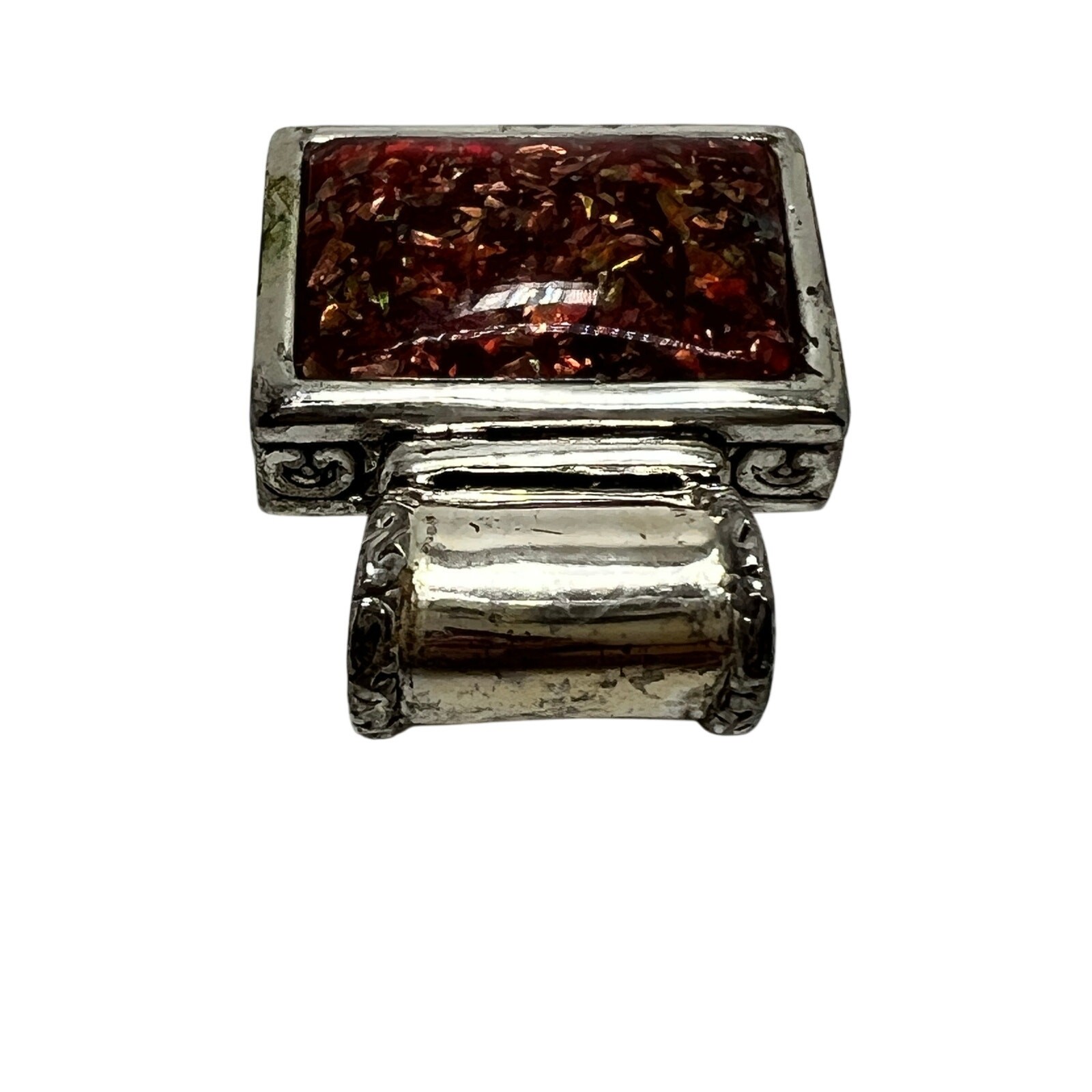 ARTISAN Rectangular Pendant Silver Tone Amber Res… - image 4