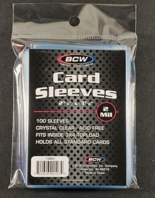 x1 Packet NEW BCW Card Sleeves - 2 5/8  x 3 5/8  100 Sleeves Total Free Shipping