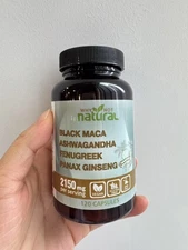 Why Not Natural 4-in-1 Organic Black Maca Root, Ashwagandha, Fenugreek, Panax Gi