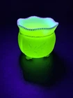 URANIUM CUSTARD TOOTHPICK HOLDER  TARENTUM GLASS CO GEORGIA GEM PATTERN