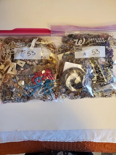 New ListingMisc Vtg Costume Jewelry Lot #53 Wearable Repairable Craft Mixed Material 10 lbs