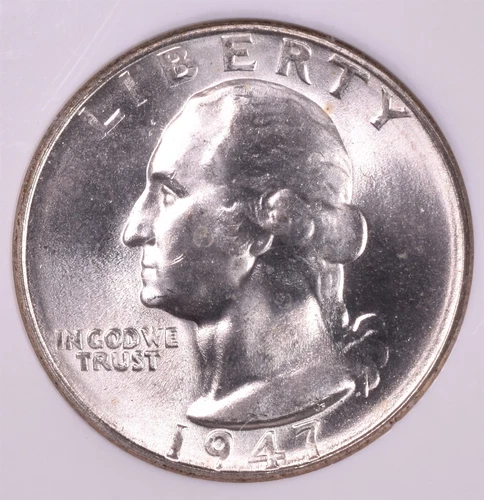 1947-S Washington Silver Quarter - NGC MS66 W - Rare W 