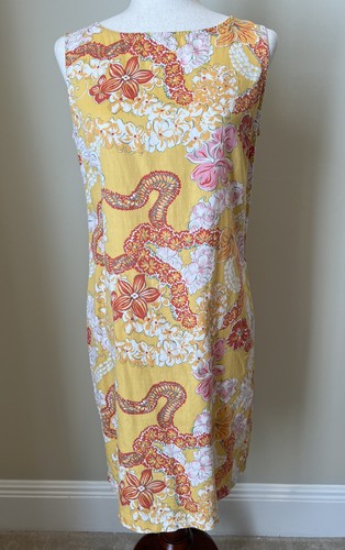 VTG Pataloha Patagonia Dress Size 8 Yellow Tropical Floral Beachy Resort Y2K