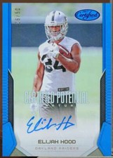 Elijah Hood Rookie Card 2017 Certified Potential Signatures Mirror Blue #47 