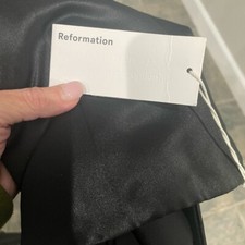 NWT Reformation Florissant Black Satin Sheer Dress Sz 12 $298