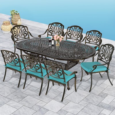 9 Piece Outdoor Patio Dining Sets for 8 Person Cast Aluminum Patio Furniture Set