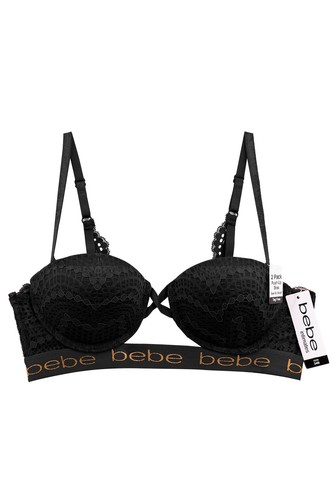 2er Pack Amber Black bebe Sexy Push Up Bügel BH Gepolstert Brassier Logo BH 2294 - Bild 2 von 2