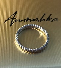 ANNOUSHKA 14CT WHITE GOLD 585 ROPE STACKING RING with Box & Bag