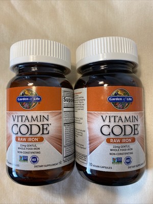 2 pack Garden of Life Vitamin Code RAW Iron 30ct. Exp 10/25