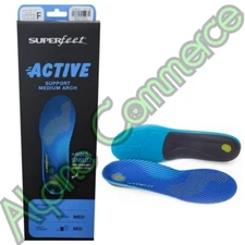 *1-Pair* SuperFeet Active Support Medium Arch Size-F Insole Blue FL986612