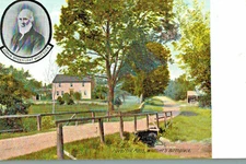 VIntage Postcard-Haverhill, MA, Whittier's Birthplace, picture Whittier insert