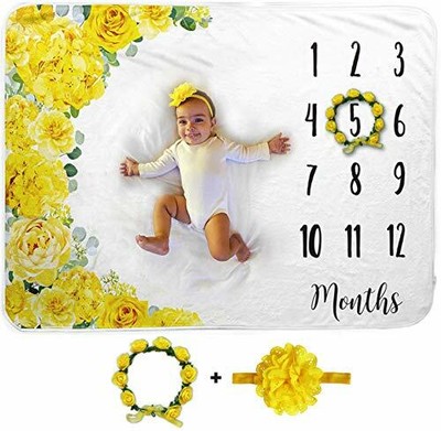 Baby Monthly Milestone Blanket | Includes Floral Wreath ...