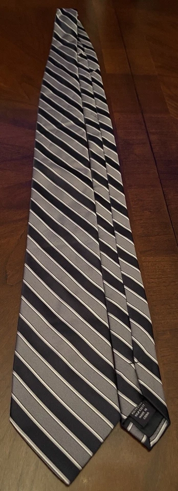 Corbata de cuello Stafford azul gris 100 % poliéster para hombre hecha en China Foto 3 de 4