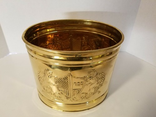 Menge 3 Vintage Messing Oval Wappen Dekorative Pflanzgefäße Wohnkultur - Bild 11 von 12