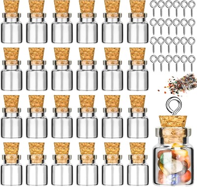 25 Stück Mini Glasflaschen mit Korkenkristallen und Edelsteinen Heilwünsche