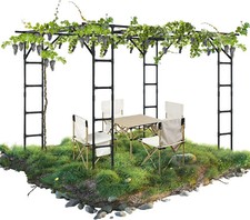 XL Outdoor Garden Arch Trellis Pergola 118 78.5 90.5 inch Grape Vine Gazebo