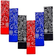 Bandanas for Men 6 Pack 100 Cotton Cowboy Head Bandannas Handkerchiefs Red/B...