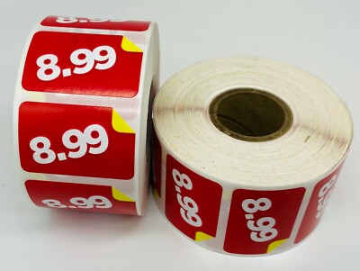 2 Rolls of 1000 1.5''x1'' $8.99 Product Price Point Red & Yellow Labels Stickers  