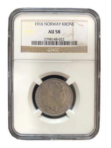 NORWAY 1 Krone 1916 NGC AU 58