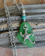Sea Glass  Starfish Charm Necklace Surf Hawaii Beach Wife Friend Mother Sister