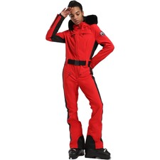 New Gsou One Piece Snowsuit Ski Suit Women's Size S Hooded Red Black Waterproof