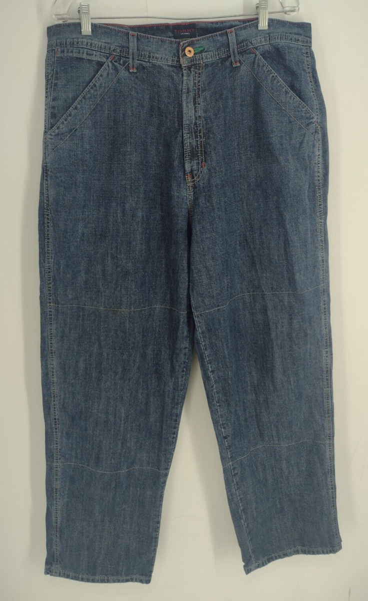 Vintage Y2K 90s Tommy Hilfiger Baggy Skate Hip Hop Denim Blue 