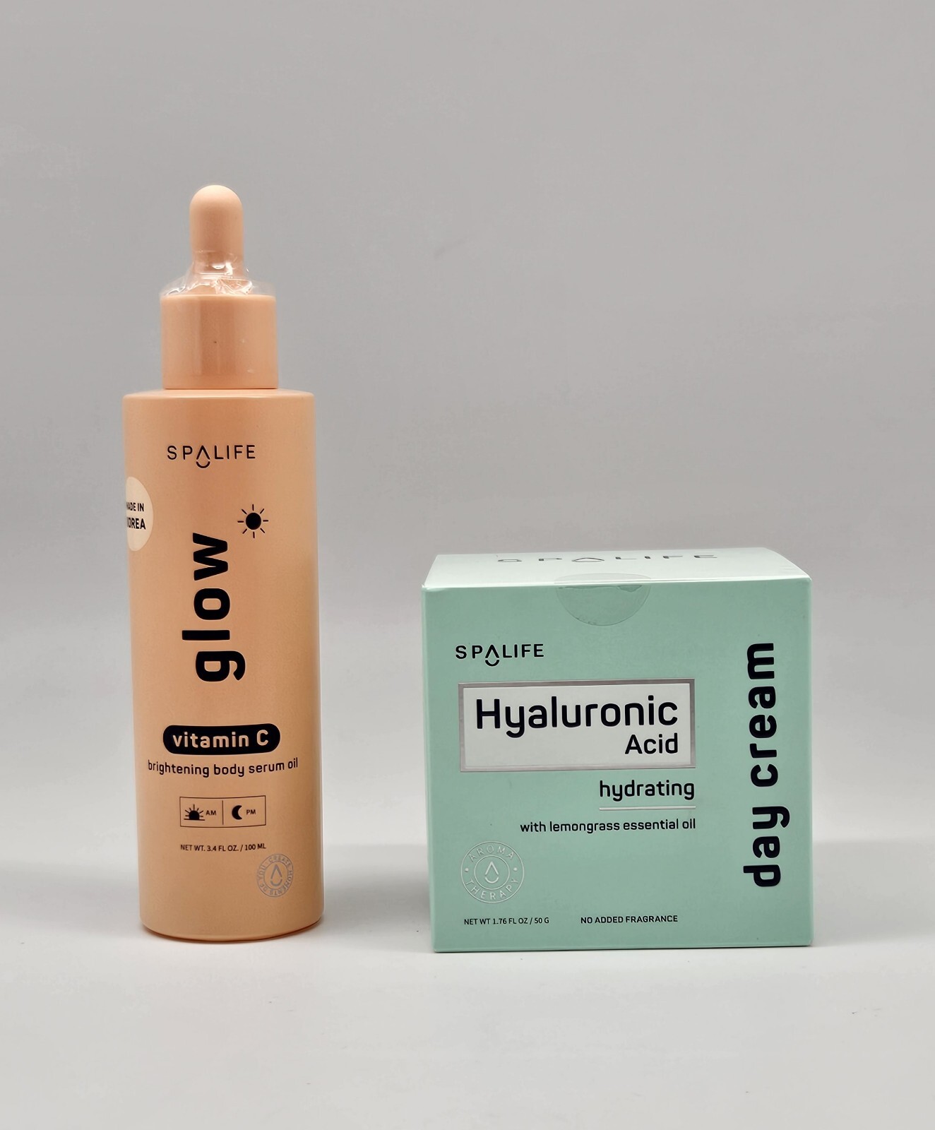 Crema de día hidratante con ácido hialurónico SPALIFE 2 PIEZAS + suero corporal brillante con vitamina C