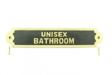 Solid Brass Sign Unisex Bathroom 2 1/8 H x 10 3/4 W