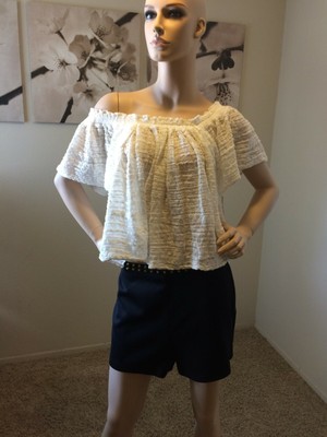 Free People Thrills & Frills Off the Shoulder Top, Ivory. M