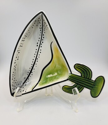 Clay Art Ceramic Tequila Glass Shaped Cactus Serving Salsa Dip Bowl