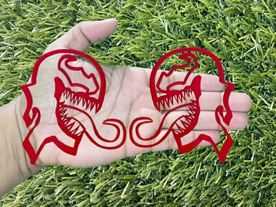 Venom Emblem Badges Set Of (2) Red Custom New Racing Aggressive Fast Made In USA
